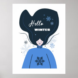 Schönes Mädchen Hallo Winter Poster