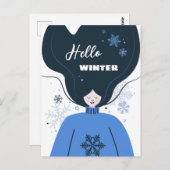 Schönes Mädchen Hallo Winter Postkarte (Vorne/Hinten)