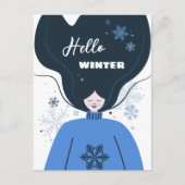 Schönes Mädchen Hallo Winter Postkarte (Vorderseite)