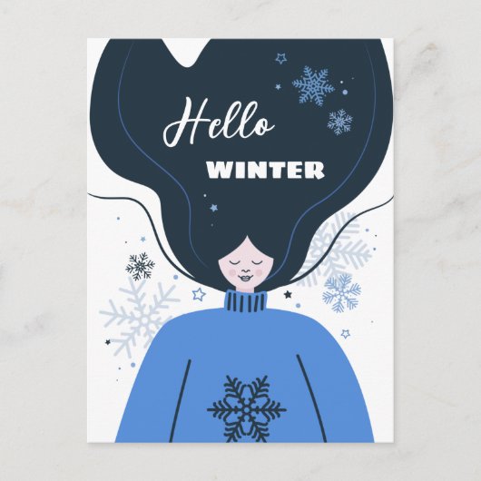 Schönes Mädchen Hallo Winter Postkarte (Vorderseite)