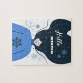 Schönes Mädchen Hallo Winter Puzzle (Horizontal)