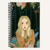 Schönes Mädchen IIlustrationsnotizbuch Notizblock (Vorderseite)