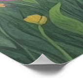 Schönes Mädchen im Blumengarten Poster (Ecke)