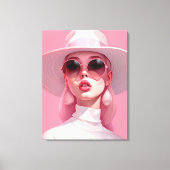 Schönes Mädchen in einer rosa Sonnenbrille Leinwanddruck (Vorderseite)
