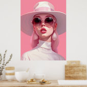 Schönes Mädchen in einer rosa Sonnenbrille Poster (Küche)
