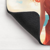 Schönes Mädchen in Rot am Strand Mousepad (Ecke)