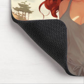 Schönes Mädchen in Rot am Strand Mousepad (Ecke)