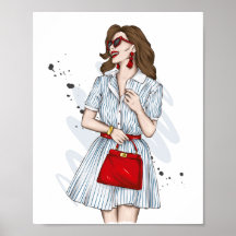 Schönes Mädchen in stilvollen Kleidung mit Mode ac