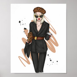 Schönes Mädchen in stilvollen Kleidung mit Mode ac Poster