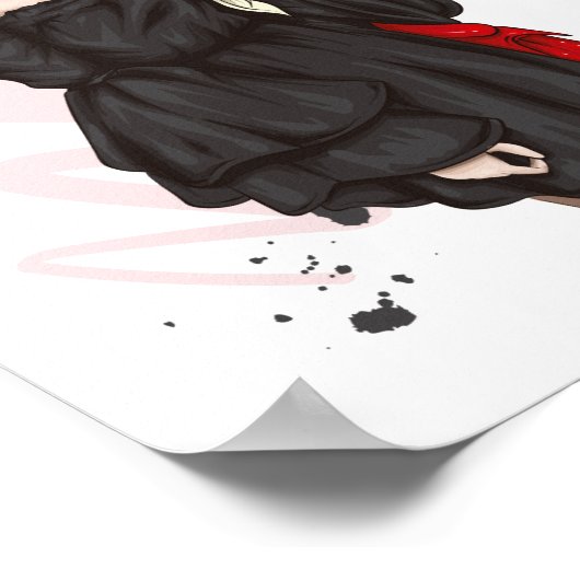 Schönes Mädchen in stilvollen Kleidung mit Mode ac Poster (Ecke)