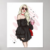 Schönes Mädchen in stilvollen Kleidung mit Mode ac Poster (Vorne)