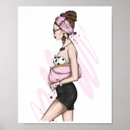 Schönes Mädchen in stilvollen Kleidung mit Mode ac Poster