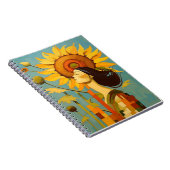 Schönes Mädchen mit Blick auf die Himmelsblume Notizblock (Rechte Seite)