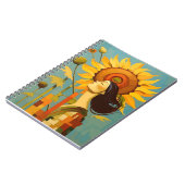 Schönes Mädchen mit Blick auf die Himmelsblume Notizblock (Linke Seite)