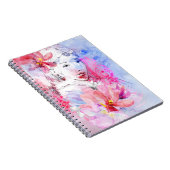 Schönes Mädchen mit einem Blumenstrauß der Blumen Notizblock (Rechte Seite)