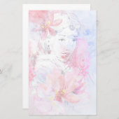 Schönes Mädchen mit einem Bouquet Blume Briefpapier (Vorne/Hinten)