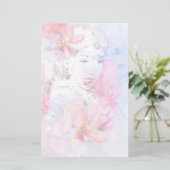 Schönes Mädchen mit einem Bouquet Blume Briefpapier (Stehend Vorderseite)