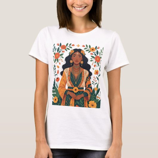 Schönes Mädchen mit erdigen Tones T-Shirt (Vorderseite)
