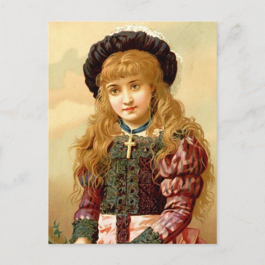 Schönes Mädchen mit Gold Cross Pendant Postkarte (Vorderseite)