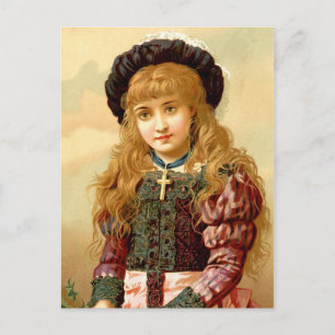 Schönes Mädchen mit goldenem Kreuzanhänger Postkarte