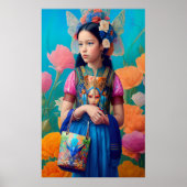 Schönes Mädchen mit Handtasche und Schal Poster (Vorne)