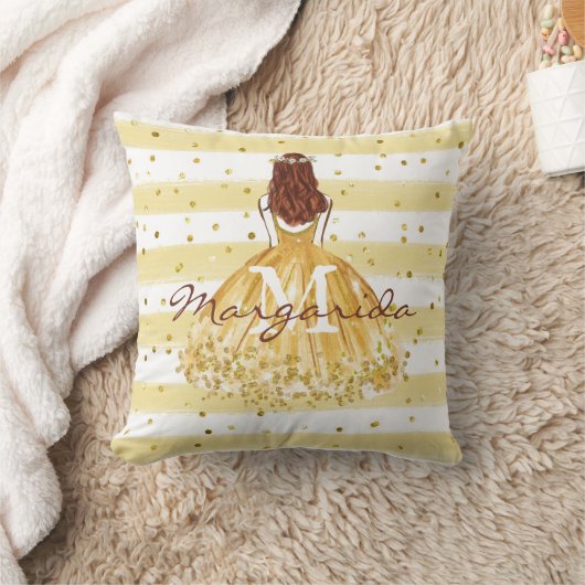 Schönes Mädchen mit Kleid Kissen (Decke)