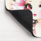 Schönes Mädchen mit niedlichen Häschen Mousepad (Ecke)