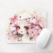 Schönes Mädchen mit niedlichen Häschen Mousepad (Mit Mouse)