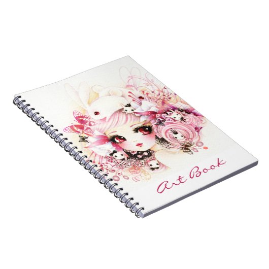 Schönes Mädchen mit niedlichen Häschen Notizblock (Rechte Seite)