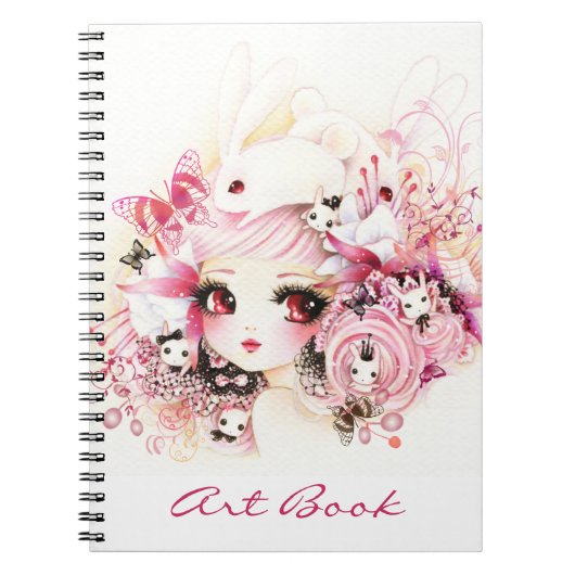 Schönes Mädchen mit niedlichen Häschen Notizblock (Vorderseite)