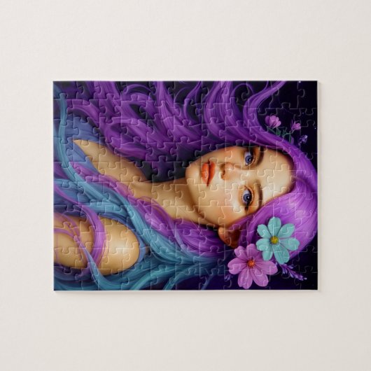 Schönes Mädchen mit pastellfarbenem Haar, Nachtleb Puzzle (Horizontal)