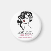 Schönes Mädchen mit schwerem Haar Makeup Icon Magnet (Vorne)