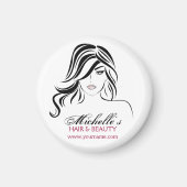 Schönes Mädchen mit schwerem Haar und Makeup Icon Magnet (Vorne)