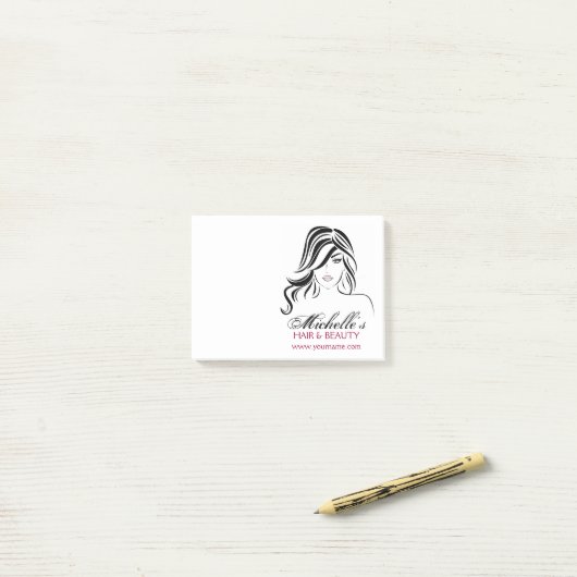 Schönes Mädchen mit schwerem Haar und Makeup Icon Post-it Klebezettel (Auf Schreibtisch)