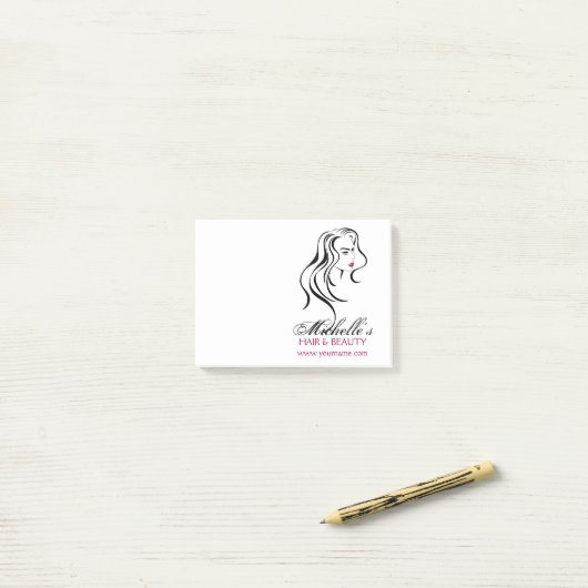 Schönes Mädchen mit schwerem Haar und Makeup Icon Post-it Klebezettel (Auf Schreibtisch)