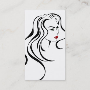 Schönes Mädchen mit schwerem Haar und Makeup Icon Visitenkarte
