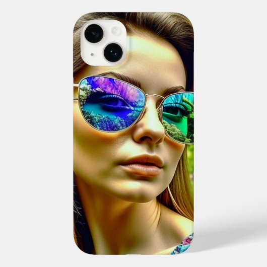 Schönes Mädchen mit Sonnenbrille Reflektion Blume Case-Mate iPhone Hülle (Rückseite)
