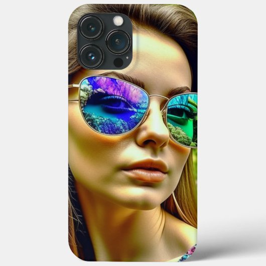 Schönes Mädchen mit Sonnenbrille Reflektion Blume Case-Mate iPhone Hülle (Rückseite)