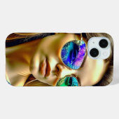 Schönes Mädchen mit Sonnenbrille Reflektion Blume Case-Mate iPhone Hülle (Rückseite (Horizontal))