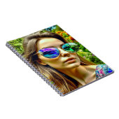 Schönes Mädchen mit Sonnenbrille Reflektion Blume Notizblock (Rechte Seite)