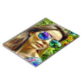 Schönes Mädchen mit Sonnenbrille Reflektion Blume Notizblock (Linke Seite)