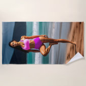 Schönes Mädchen Modell in pink Beach Handtuch (Vorderseite)