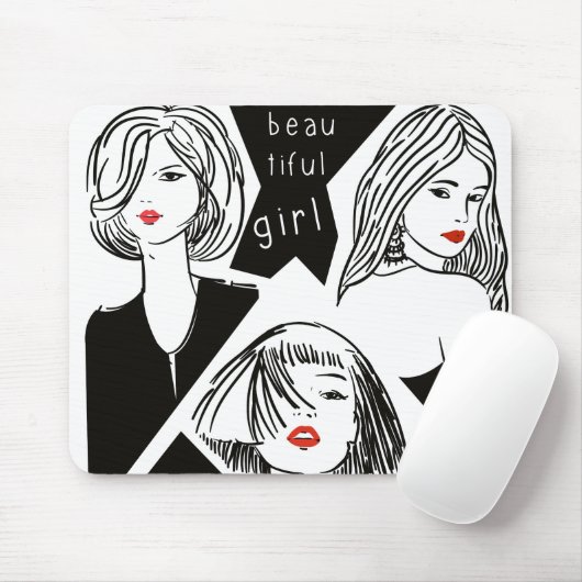 schönes Mädchen Mousepad (Mit Mouse)