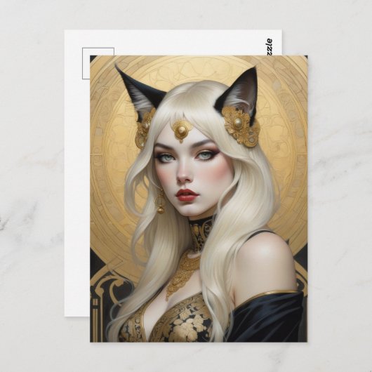 Schönes Mädchen, Postüberquerung Postkarte (Vorne/Hinten)