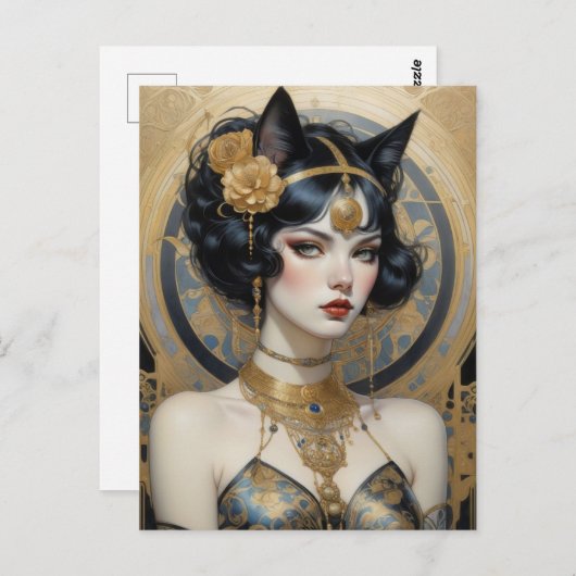 Schönes Mädchen, Postüberquerung Postkarte (Vorne/Hinten)