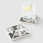 schönes Mädchen Steinuntersetzer (Seitenansicht)