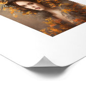 Schönes Mädchen umgeben von Blätter Poster (Ecke)