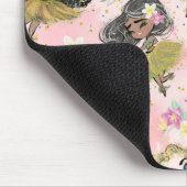Schönes Mädchen und Blume Mousepad (Ecke)