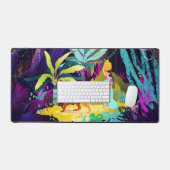 Schönes Mädchen und Leopard Schreibtischunterlage (Tastatur & Maus)