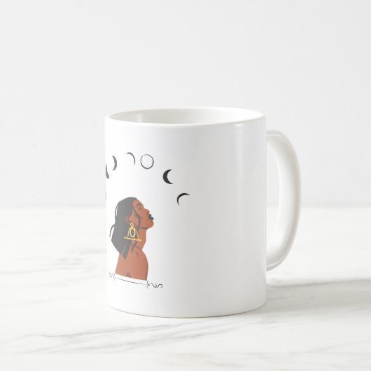 Schönes Mädchen und Mond Kaffeetasse (VorderseiteRechts)